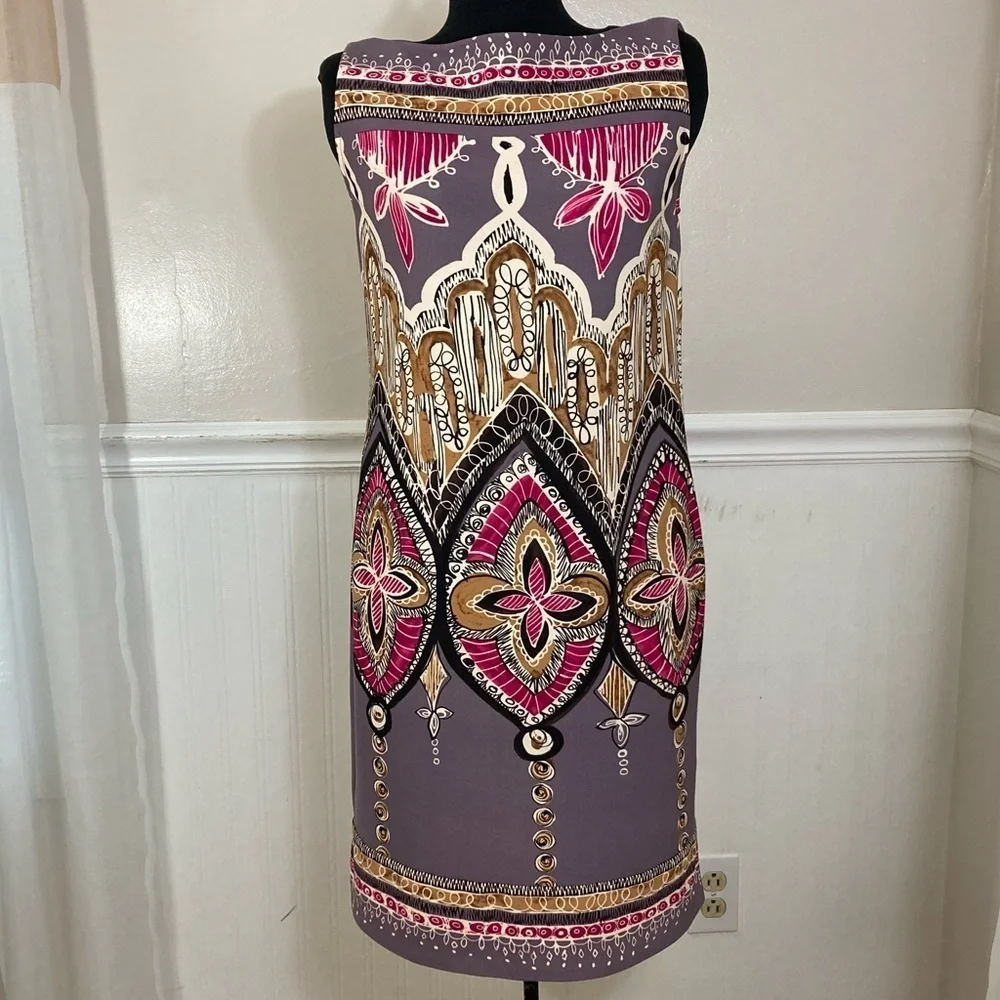 Suzi Chin for Maggie Boutique Sleeveless Dress with an abstract, artsy print s 6